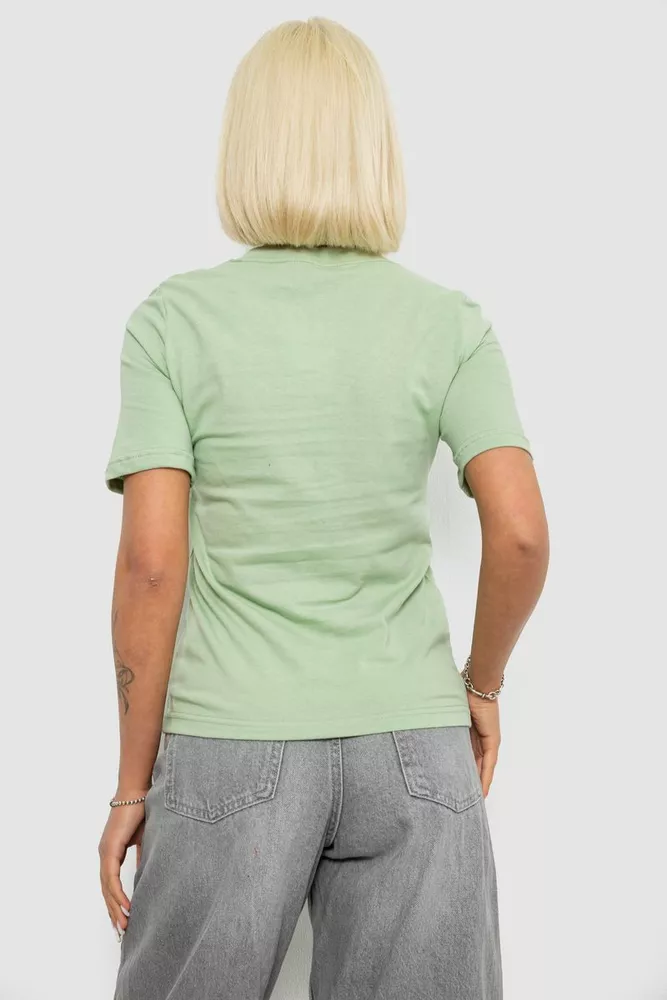 Купити Жіноча футболка з принтом, колір оливковий, 241R124 - Фото №4