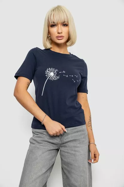 Жіноча футболка з принтом, колір синій, 241R124