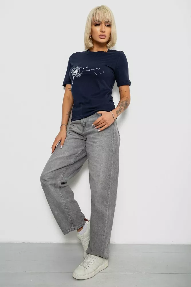 Купити Жіноча футболка з принтом, колір синій, 241R124 - Фото №2