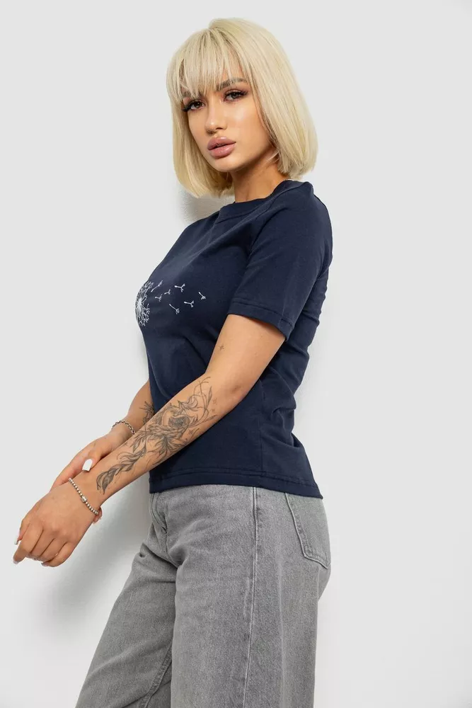 Купити Жіноча футболка з принтом, колір синій, 241R124 - Фото №3