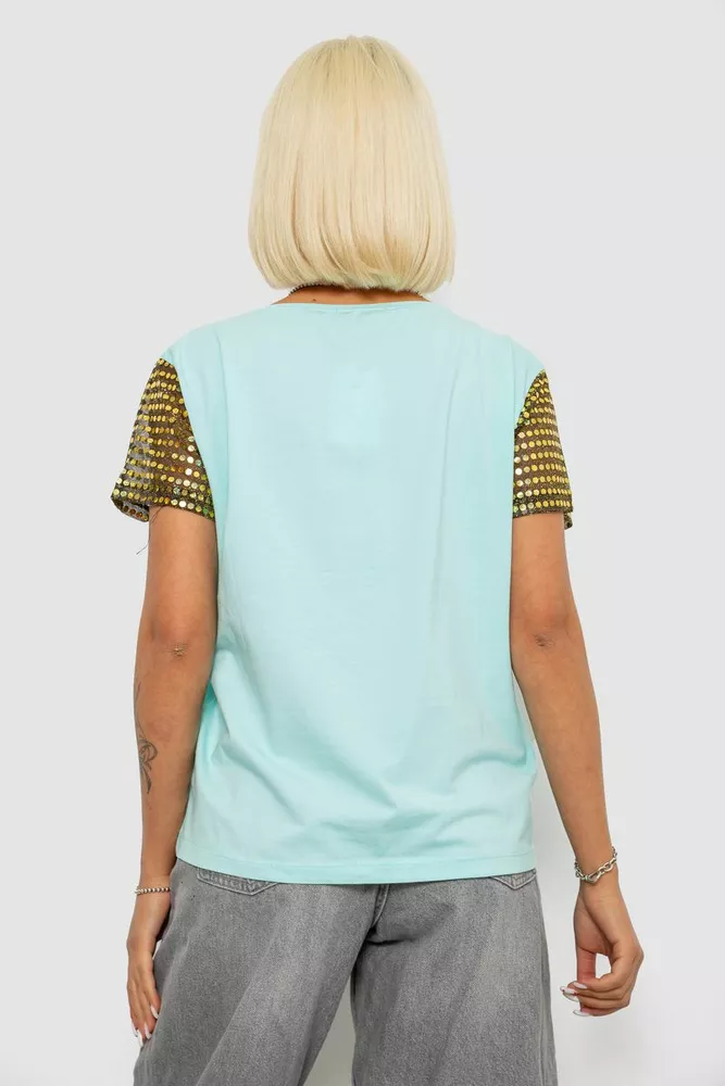 Купить Футболка женская с принтом, цвет мятный, 244R2047 - Фото №4