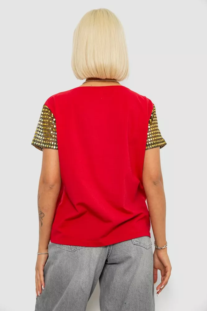 Купить Футболка женская с принтом, цвет бордовый, 244R2047 - Фото №4