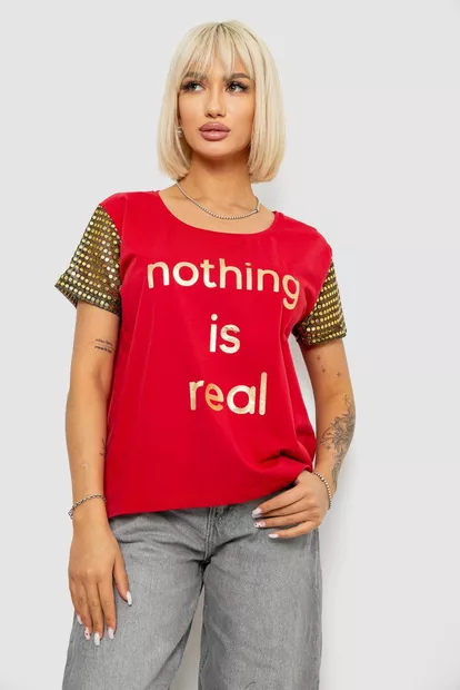 Футболка женская с принтом, цвет бордовый, 244R2047