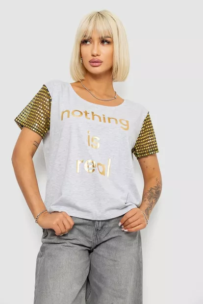 Футболка женская с принтом, цвет серый, 244R2047