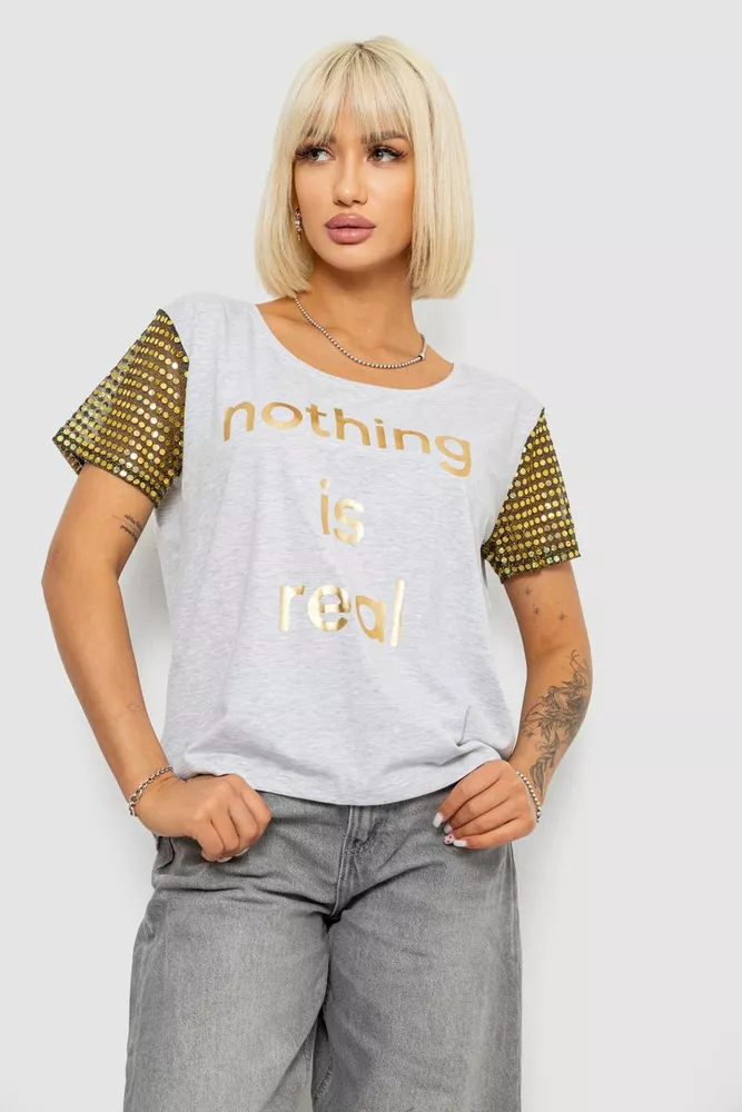 Купить Футболка женская с принтом, цвет серый, 244R2047 - Фото №1