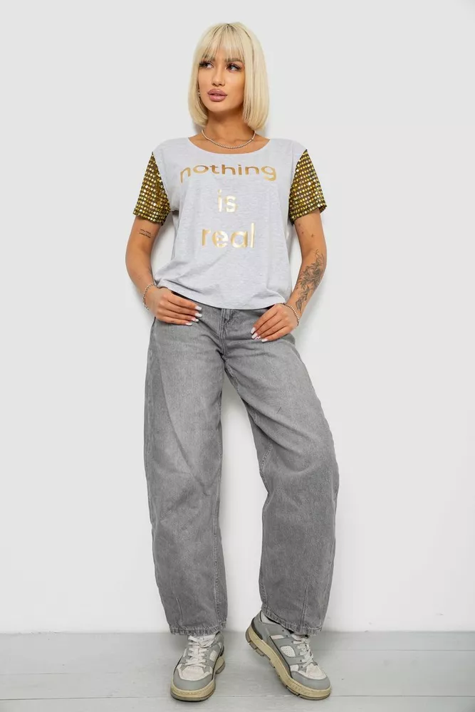 Купить Футболка женская с принтом, цвет серый, 244R2047 - Фото №2