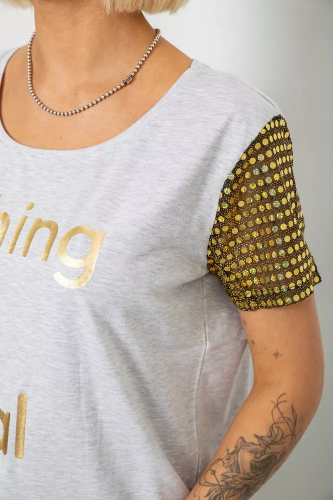 Купить Футболка женская с принтом, цвет серый, 244R2047 - Фото №5