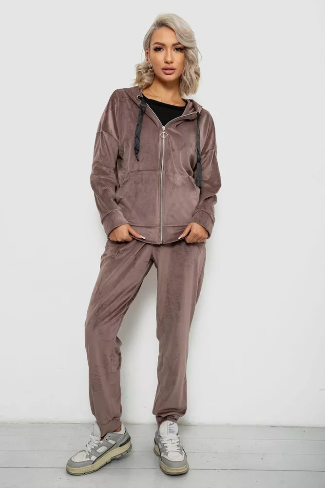 Купить Спортивный костюм женский велюровый  -уценка, цвет мокко, 257R4119-U-4 - Фото №2