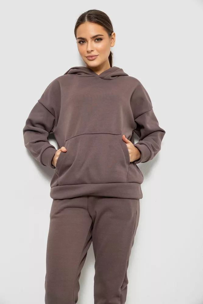 Купить Спортивный костюм женский на флисе, цвет светло-коричневый, 257R85 - Фото №2