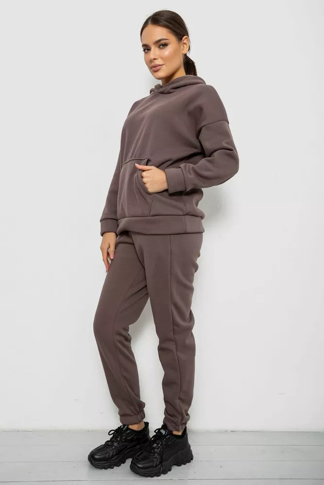 Купить Спортивный костюм женский на флисе, цвет светло-коричневый, 257R85 - Фото №3