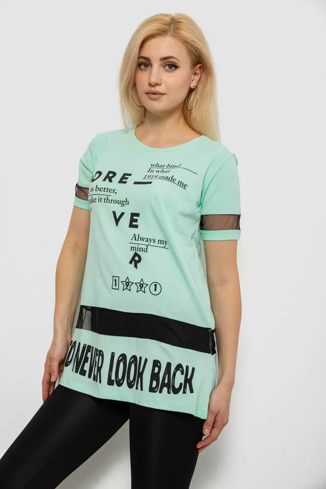 Купить Футболка женская с принтом, цвет мятный, 244R2081 - Фото №3