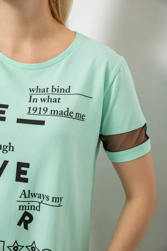 Купить Футболка женская с принтом, цвет мятный, 244R2081 - Фото №5