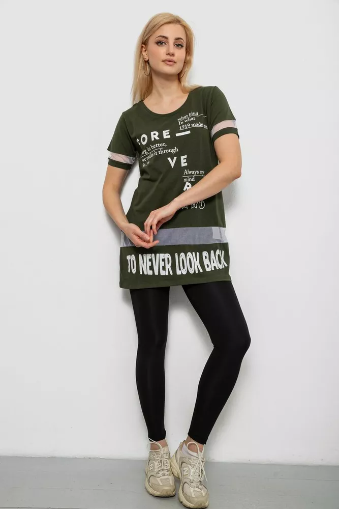 Купить Футболка женская с принтом, цвет хаки, 244R2081 - Фото №2