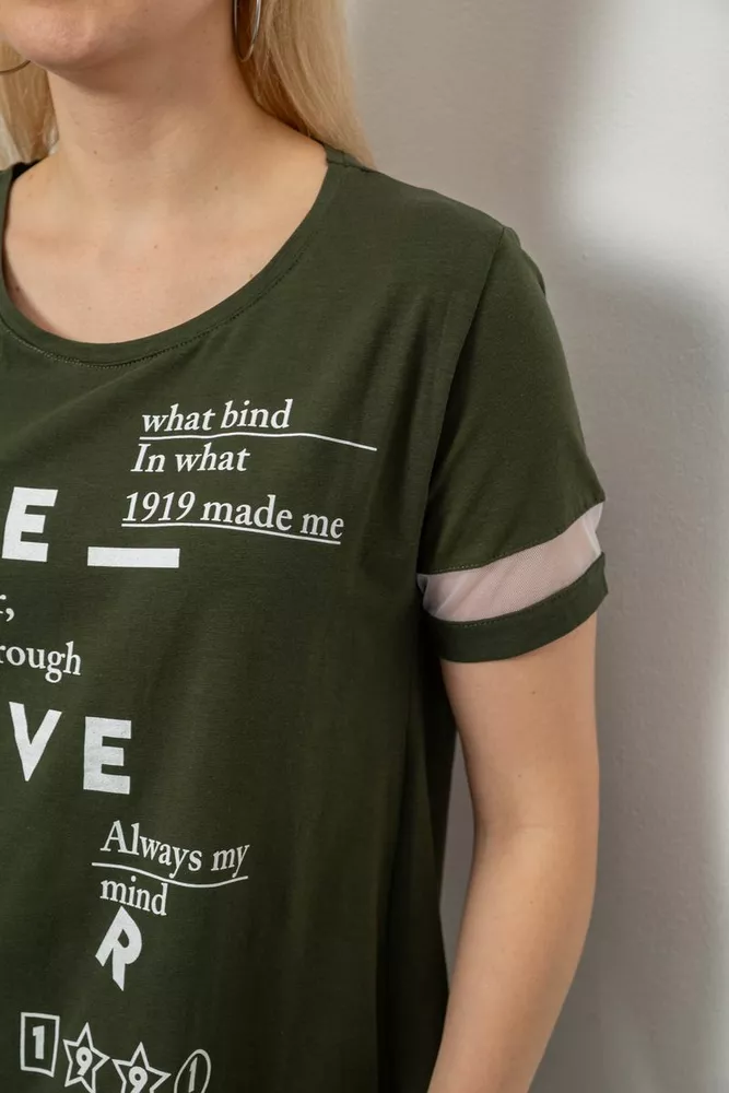 Купить Футболка женская с принтом, цвет хаки, 244R2081 - Фото №5