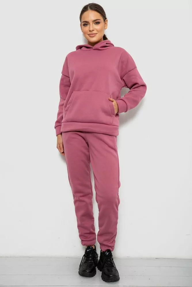 Купить Спортивный костюм женский на флисе, цвет пудровый, 257R85 - Фото №1
