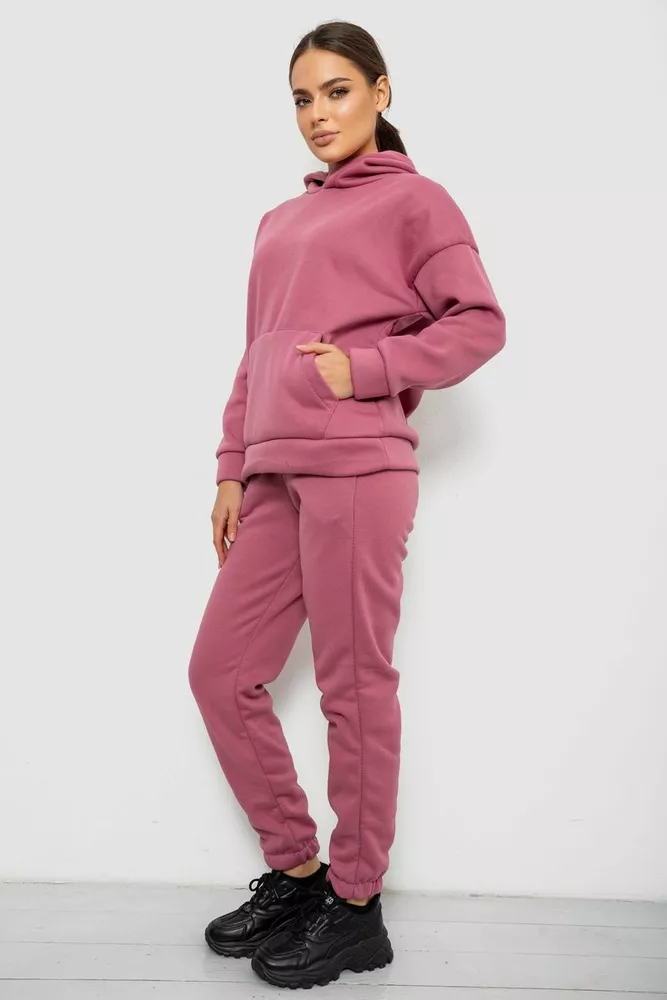 Купить Спортивный костюм женский на флисе, цвет пудровый, 257R85 - Фото №3