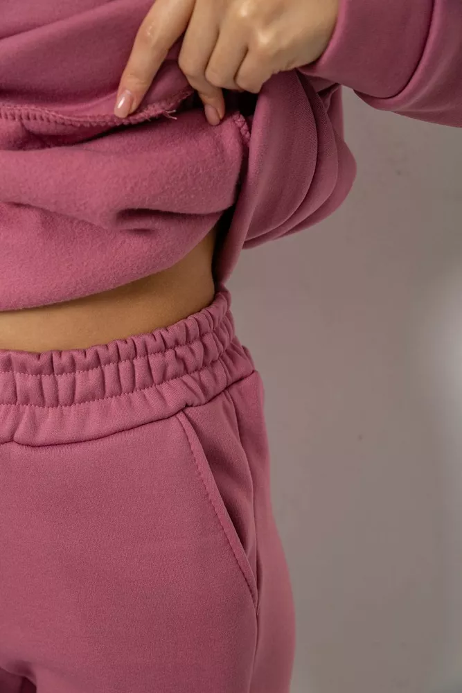 Купить Спортивный костюм женский на флисе, цвет пудровый, 257R85 - Фото №5