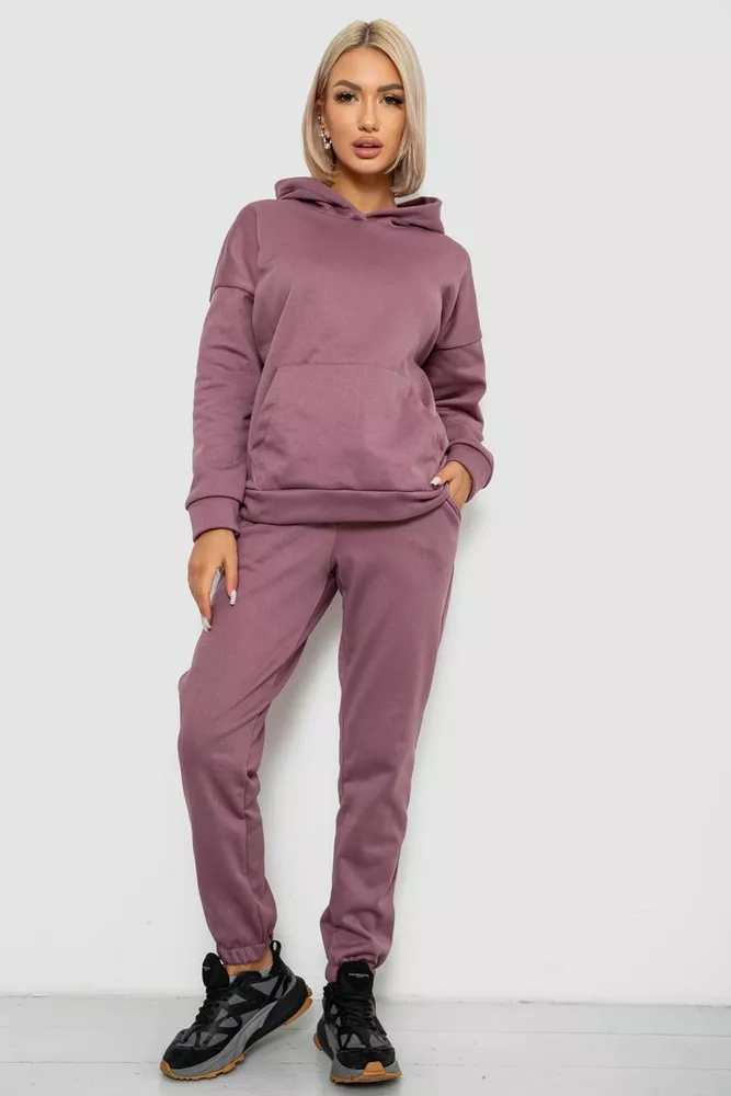 Купить Спортивный костюм женский на флисе, цвет сливовый, 257R85 - Фото №1
