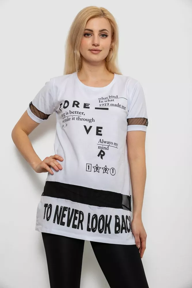 Купить Футболка женская с принтом, цвет белый, 244R2081 - Фото №1