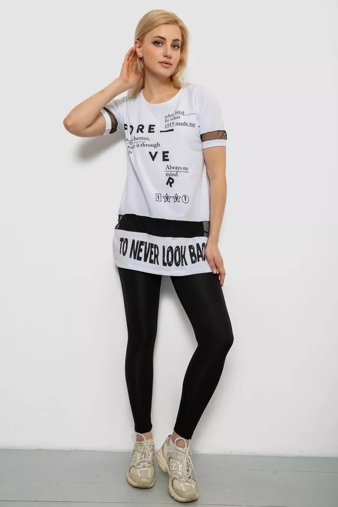 Купить Футболка женская с принтом, цвет белый, 244R2081 - Фото №2