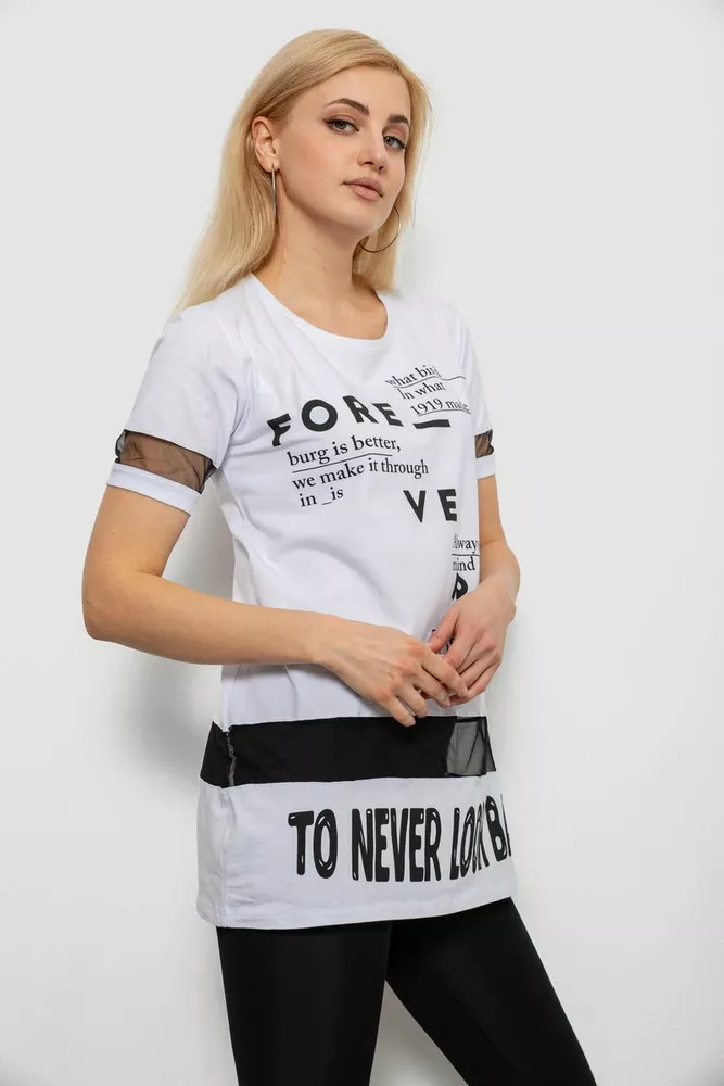 Купить Футболка женская с принтом, цвет белый, 244R2081 - Фото №3