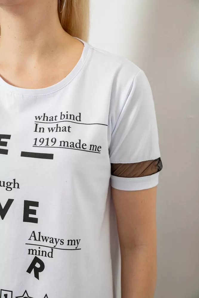 Купить Футболка женская с принтом, цвет белый, 244R2081 - Фото №5