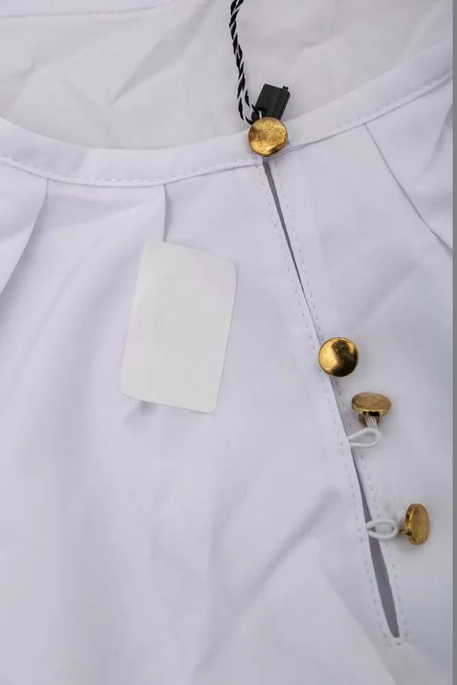 Купити Блуза однотонна  -уцінка, колір білий, 230R1121-1-U-7 - Фото №6