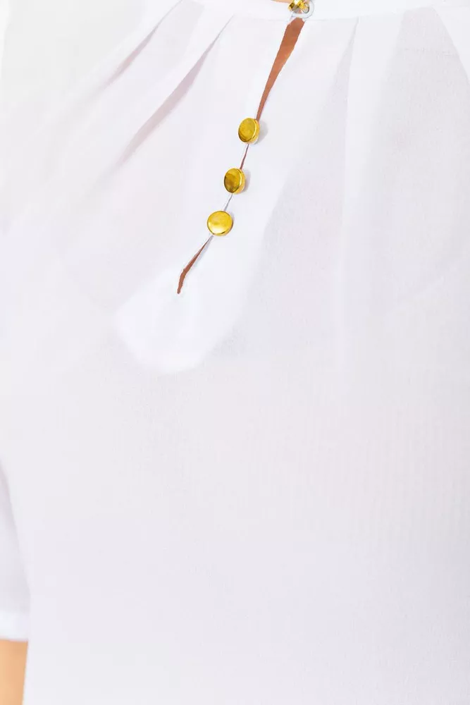 Купити Блуза однотонна  -уцінка, колір білий, 230R1121-1-U-8 - Фото №5