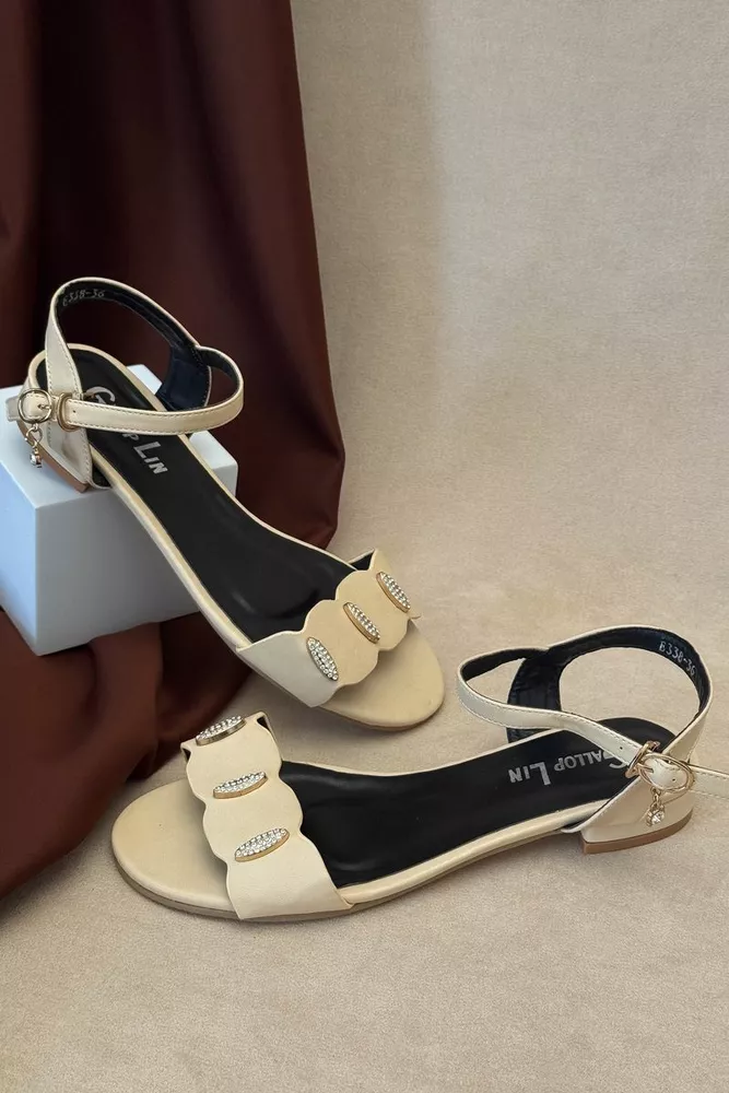 Купити Босоніжки жіночі, колір бежевий, 243RE338 - Фото №1