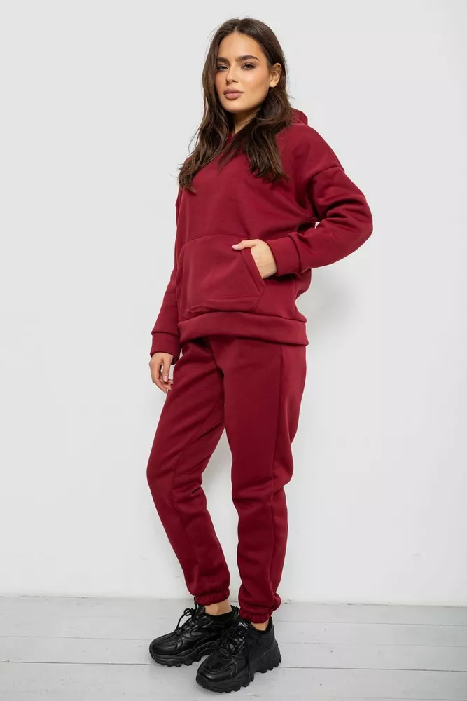 Купити Спортивний костюм жіночий на флісі, колір бордовий, 257R85 - Фото №3