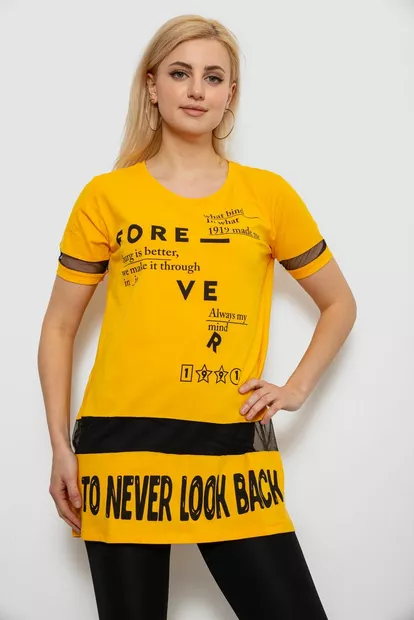 Футболка женская с принтом, цвет желтый, 244R2081