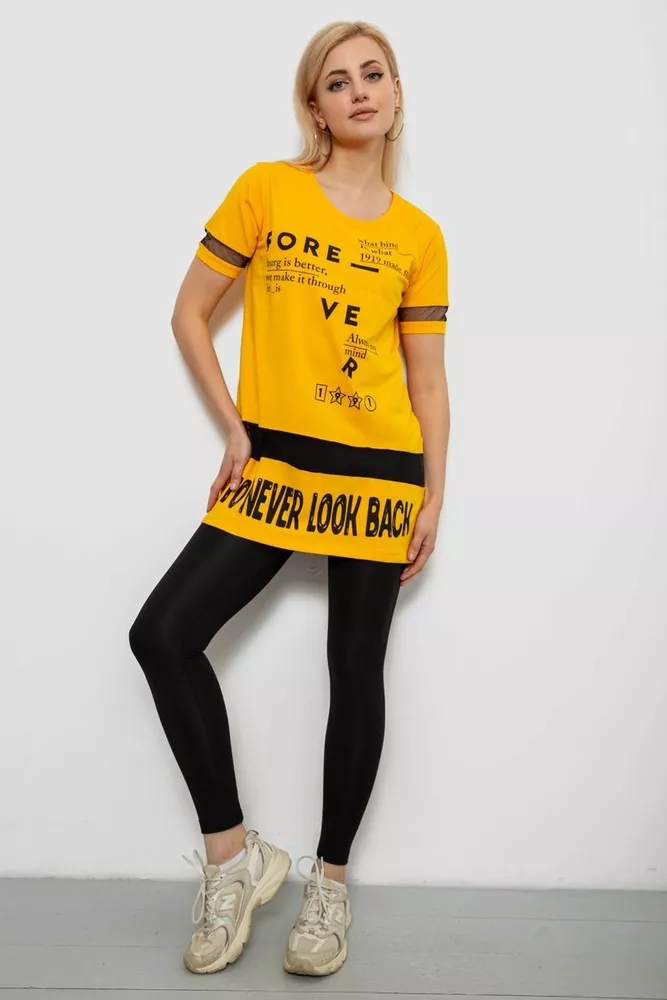 Купить Футболка женская с принтом, цвет желтый, 244R2081 - Фото №2