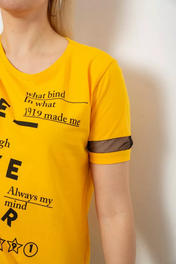 Купить Футболка женская с принтом, цвет желтый, 244R2081 - Фото №5