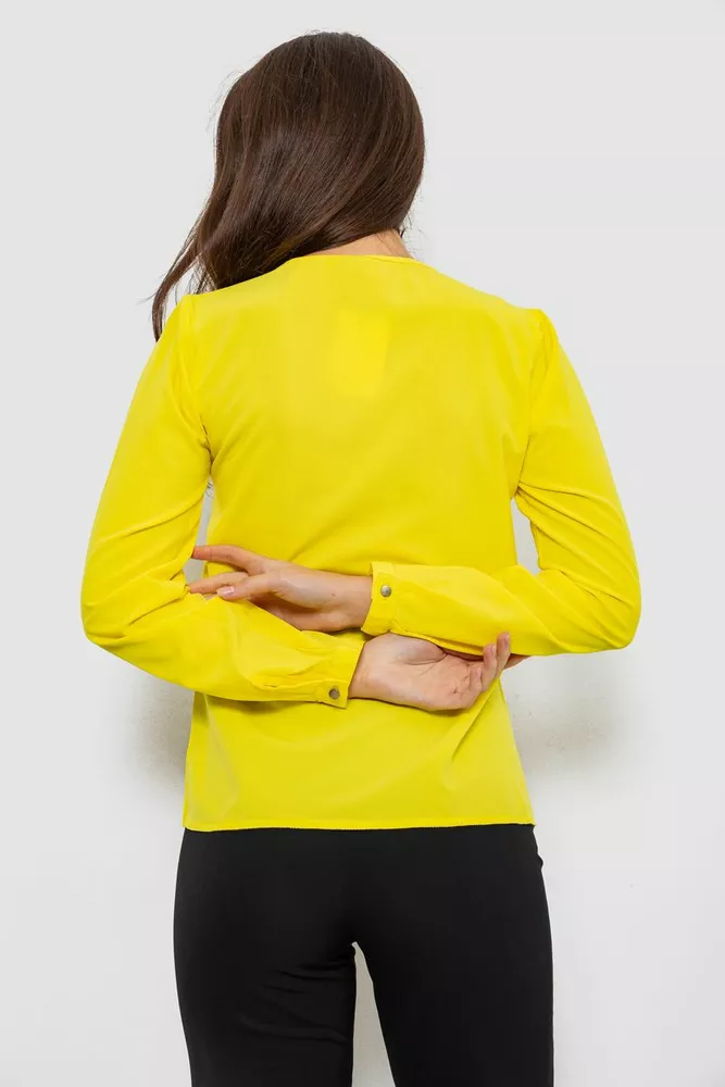 Купити Блуза однотонна  -уцінка, колір жовтий, 230R1122-3-U-13 оптом - Фото №4