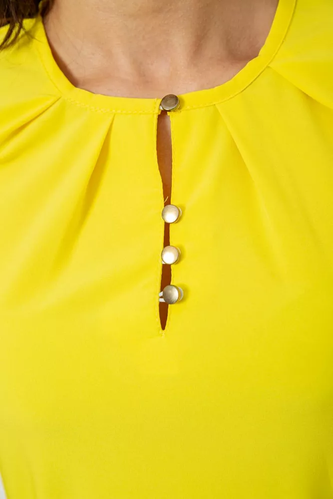 Купити Блуза однотонна  -уцінка, колір жовтий, 230R1122-3-U-13 оптом - Фото №5