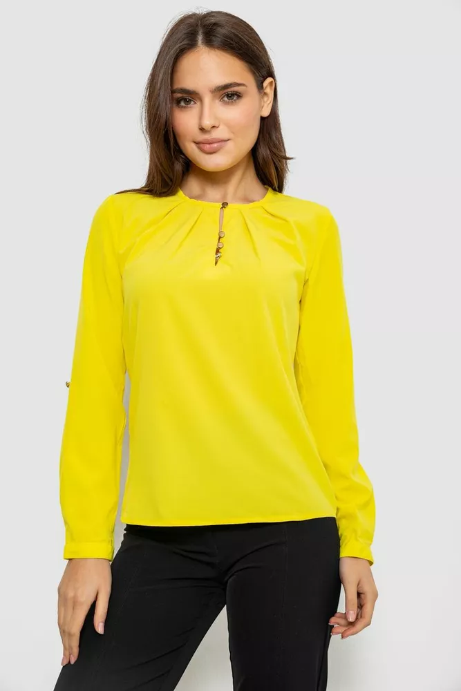 Купити Блуза однотонна  -уцінка, колір жовтий, 230R1122-3-U-13 оптом - Фото №1