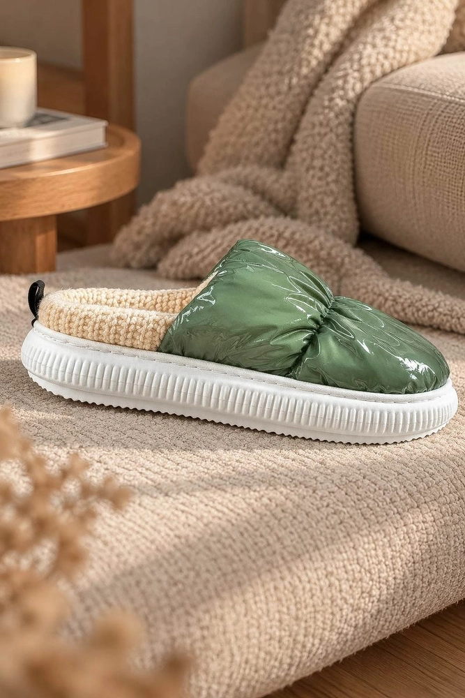 Купить Тапочки мужские домашние, цвет зеленый, 243R12913 - Фото №2