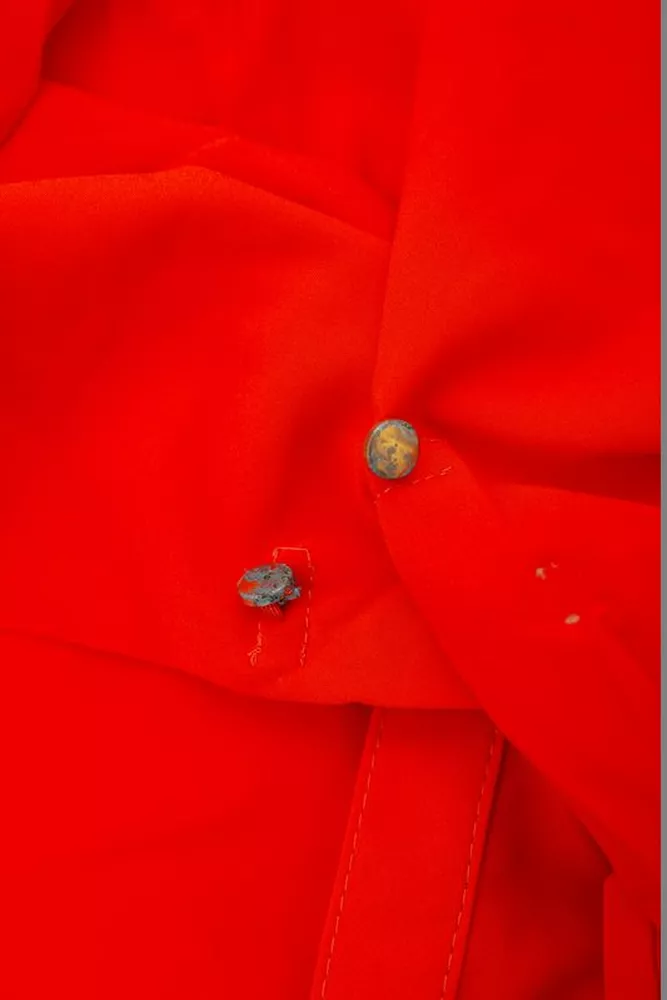 Купити Блуза однотонна  -уцінка, колір червоний, 230R1122-3-U-14 - Фото №7