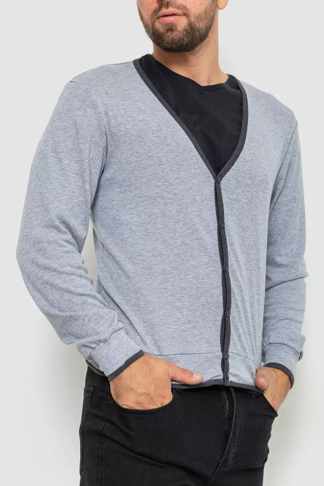 Купити Кофта чоловіча на ґудзиках, колір сірий, 235R22249 - Фото №3
