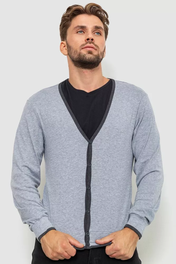 Купити Кофта чоловіча на ґудзиках, колір сірий, 235R22249 - Фото №1