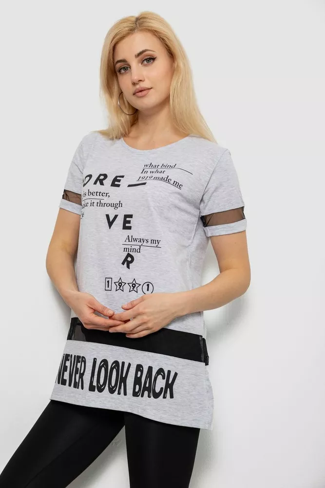 Купить Футболка женская с принтом, цвет серый, 244R2081 - Фото №3