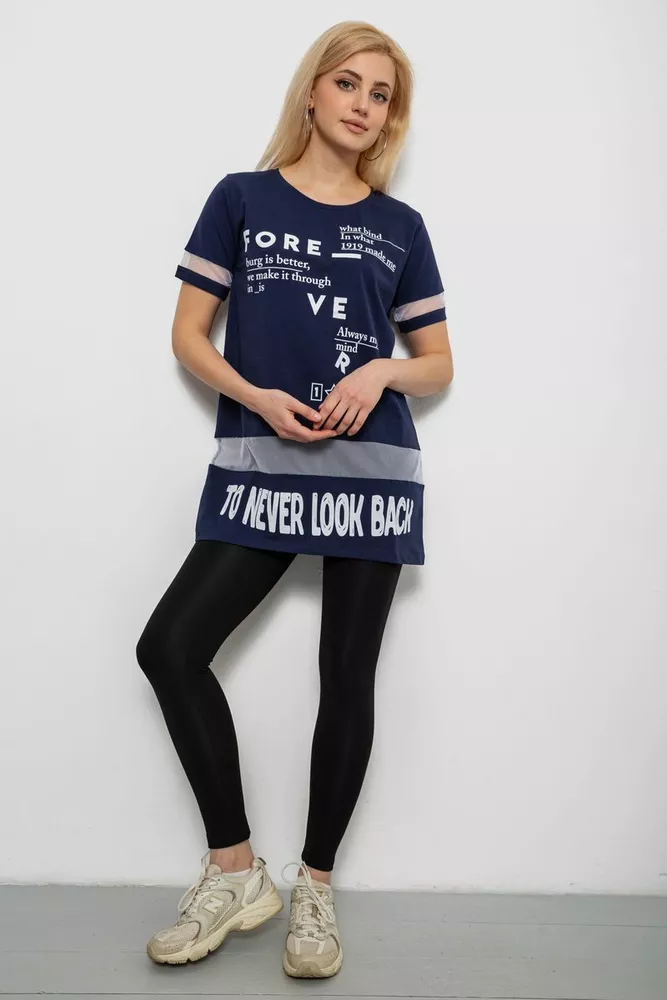 Купить Футболка женская с принтом, цвет синий, 244R2081 - Фото №2