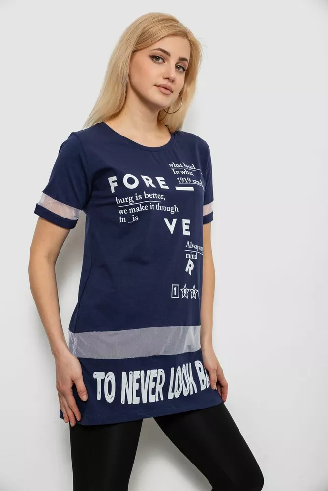 Купить Футболка женская с принтом, цвет синий, 244R2081 - Фото №3