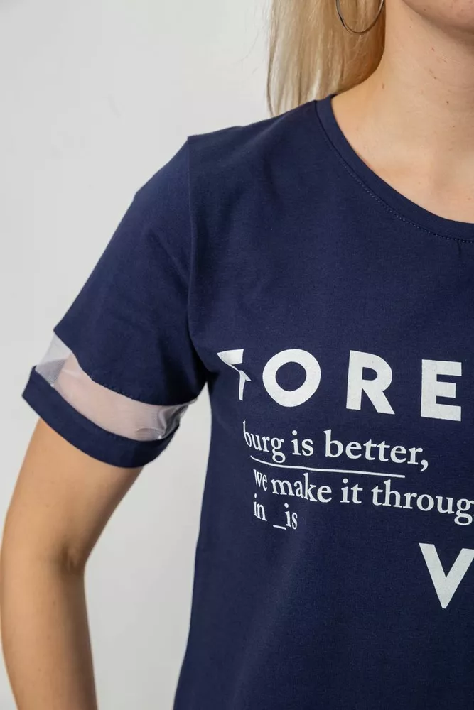 Купить Футболка женская с принтом, цвет синий, 244R2081 - Фото №5