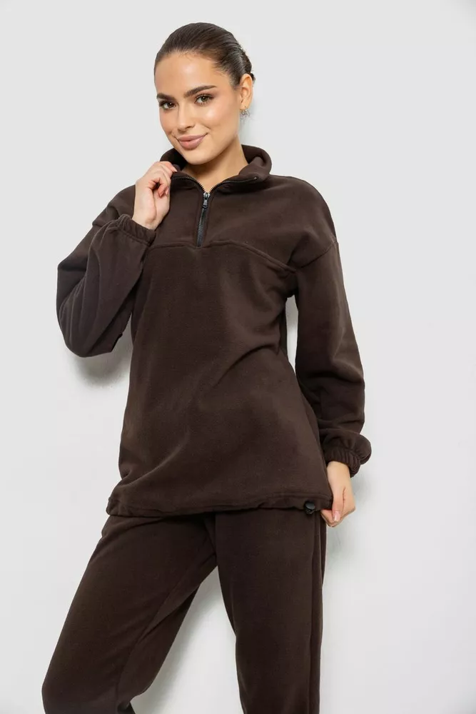 Купити Спорт костюм жіночий на флісі, колір шоколадний, 241R2007 - Фото №3