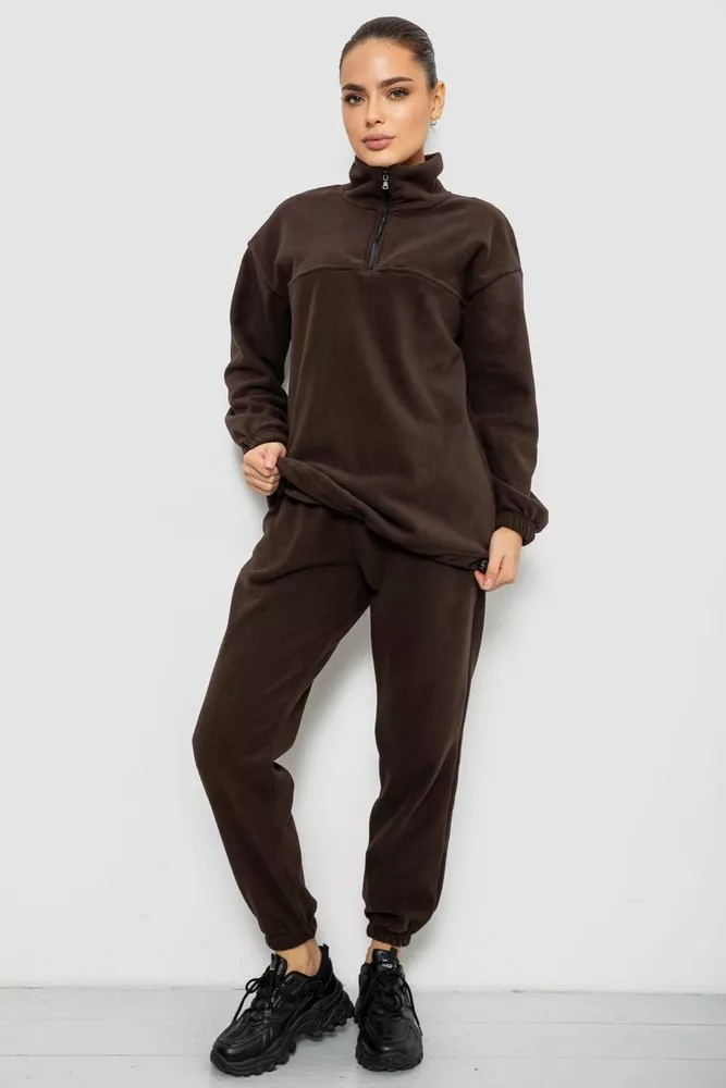 Купити Спорт костюм жіночий на флісі, колір шоколадний, 241R2007 - Фото №1