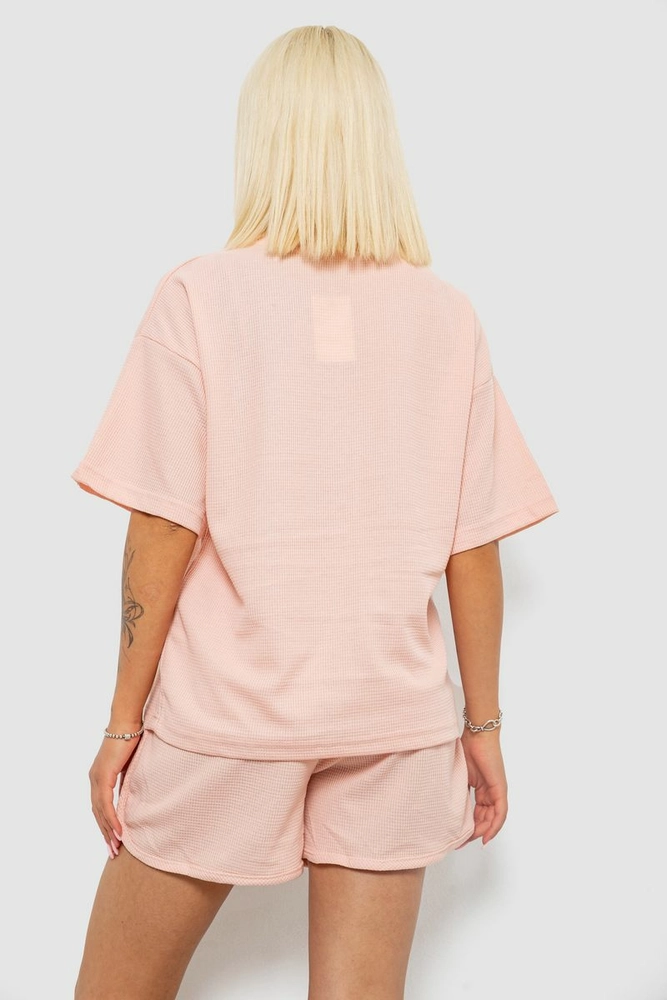 Купити Жіночий костюм футболка та шорти трикотаж, колір персиковий, 221R6815 - Фото №4