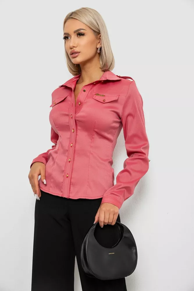 Купить Рубашка классическая в полоску, цвет коралловый, 230R646 оптом - Фото №3