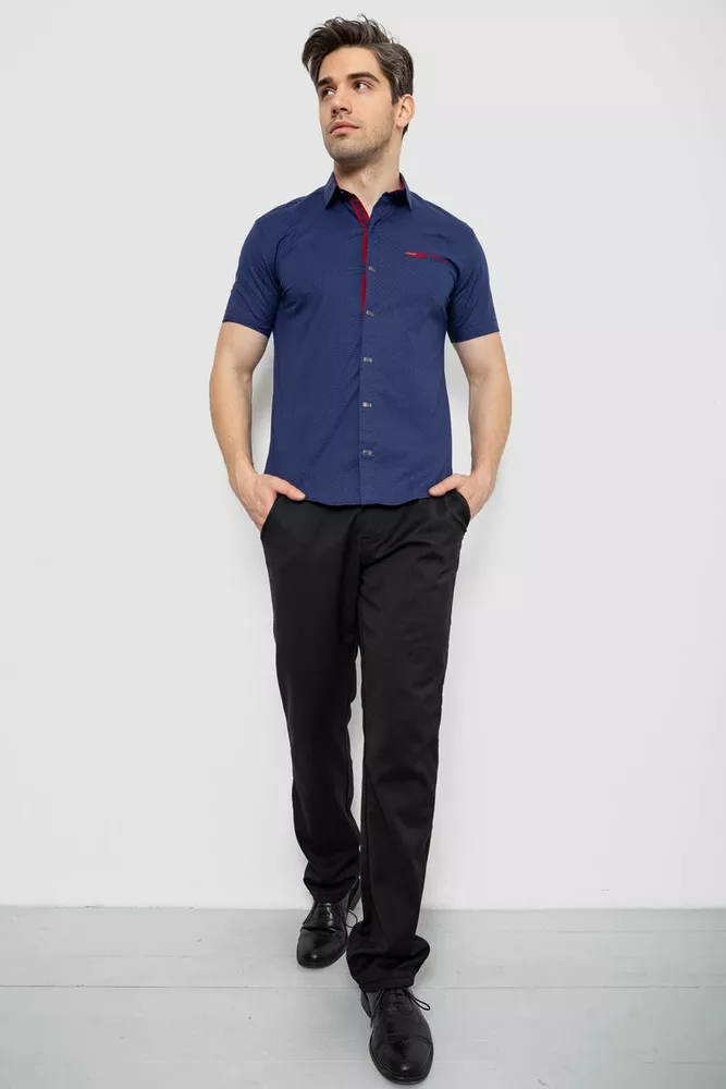 Купить Мужская рубашка с принтом, цвет темно-синий, 186R7015 - Фото №2