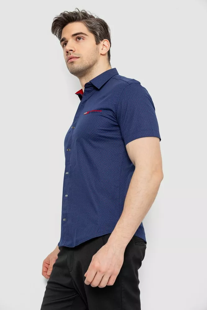 Купить Мужская рубашка с принтом, цвет темно-синий, 186R7015 - Фото №3